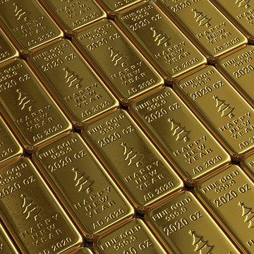 barras de oro con logo de año nuevo